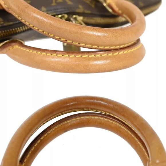 LOUIS VUITTON LV Logo Alma Hand Bag Monogram Leather Brown France M51130 83FA130 - Picture 11 of 15